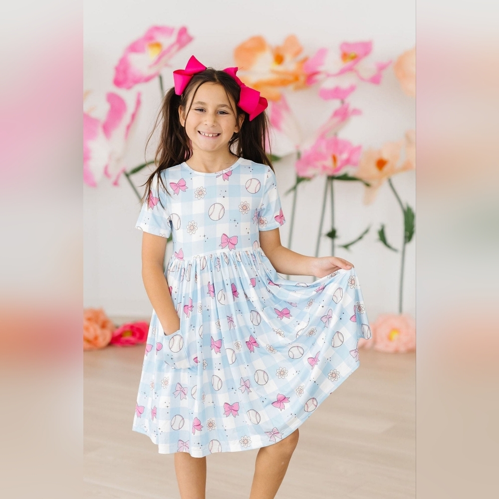 Mila & Rose Take Me Out to the Bow Game Dress Twirl Dress. Size